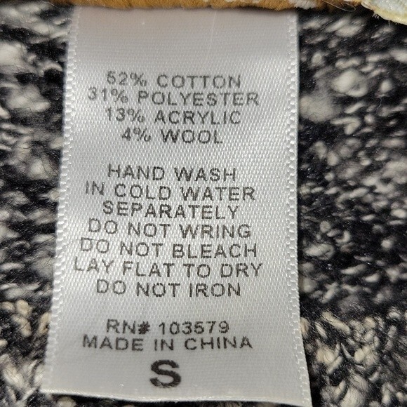 Davina nubby chunky black/white cotton polyester wool blend sweater SM - Picture 7 of 7